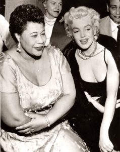 Marilyn Monroe and Ella Fitzgerald at The Tiffany Club in 1954.